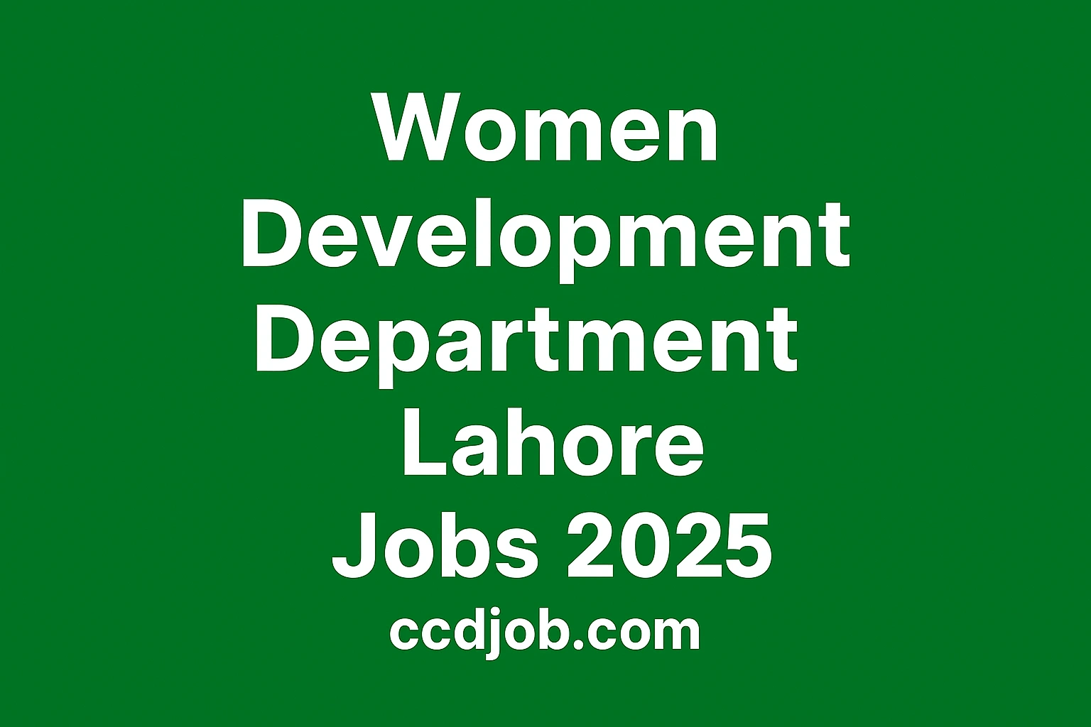 Women Development Department Lahore Jobs 2025